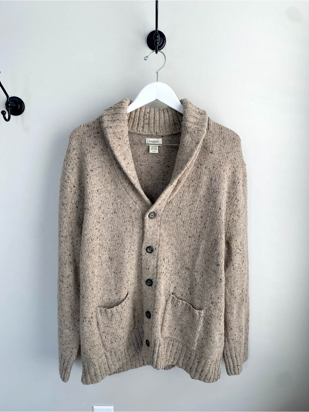 Preppy Haggar Grandpacore Shawl Collar Button Up Knit Cardigan